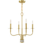 4 Light Satin Brass Mini Chandelier with Steel base material-Lighting LumensChandeliers