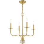 4 Light Satin Brass Mini Chandelier with Steel base material-Lighting LumensChandeliers