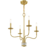 4 Light Satin Brass Mini Chandelier with Steel base material-Lighting LumensChandeliers