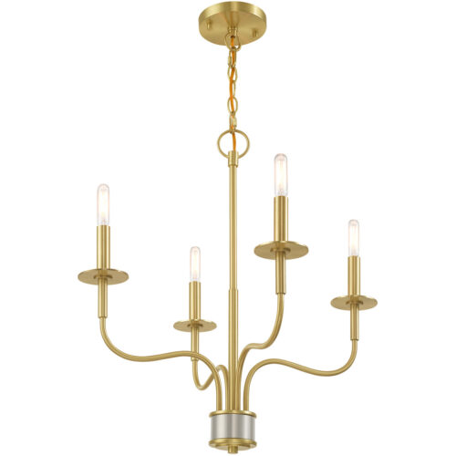 4 Light Satin Brass Mini Chandelier with Steel base material-Lighting LumensChandeliers