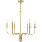 6 Light Satin Brass Chandelier with Steel base material-Lighting LumensChandeliers