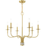 6 Light Satin Brass Chandelier with Steel base material-Lighting LumensChandeliers