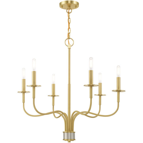 6 Light Satin Brass Chandelier with Steel base material-Lighting LumensChandeliers