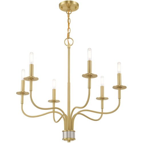 6 Light Satin Brass Chandelier with Steel base material-Lighting LumensChandeliers