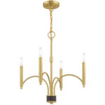 4 Light Satin Brass Mini Chandelier with Steel base material-Lighting LumensChandeliers