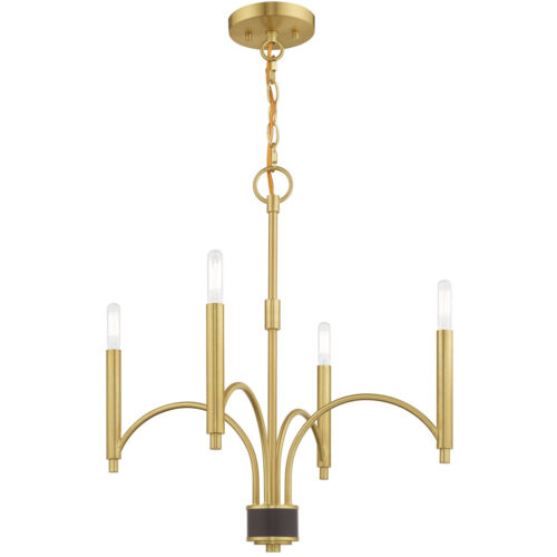 4 Light Satin Brass Mini Chandelier with Steel base material-Lighting LumensChandeliers