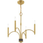 4 Light Satin Brass Mini Chandelier with Steel base material-Lighting LumensChandeliers