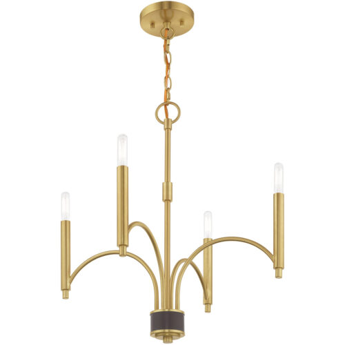 4 Light Satin Brass Mini Chandelier with Steel base material-Lighting LumensChandeliers