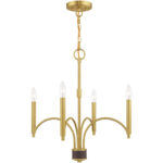 4 Light Satin Brass Mini Chandelier with Steel base material-Lighting LumensChandeliers