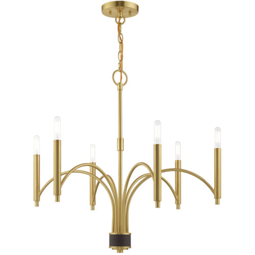 6 Light Satin Brass Chandelier with Steel base material-Lighting LumensChandeliers