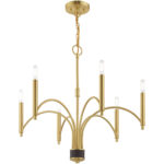 6 Light Satin Brass Chandelier with Steel base material-Lighting LumensChandeliers