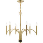 6 Light Satin Brass Chandelier with Steel base material-Lighting LumensChandeliers