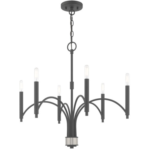 6 Light Scandinavian Gray Chandelier with Steel base material-Lighting LumensChandeliers