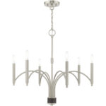 6 Light Brushed Nickel Chandelier with Steel base material-Lighting LumensChandeliers