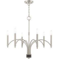 6 Light Brushed Nickel Chandelier with Steel base material-Lighting LumensChandeliers