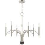 6 Light Brushed Nickel Chandelier with Steel base material-Lighting LumensChandeliers