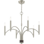 6 Light Brushed Nickel Chandelier with Steel base material-Lighting LumensChandeliers