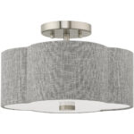 2 Light Brushed Nickel Ceiling Light fixture with Steel base material-Lighting LumensFlush Mount Ceiling Lights