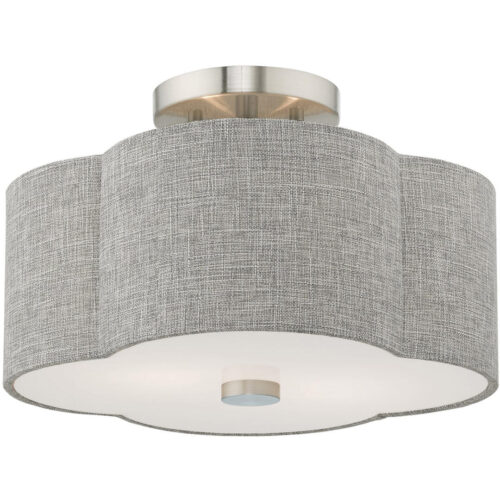 2 Light Brushed Nickel Ceiling Light fixture with Steel base material-Lighting LumensFlush Mount Ceiling Lights