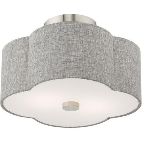 2 Light Brushed Nickel Ceiling Light fixture with Steel base material-Lighting LumensFlush Mount Ceiling Lights