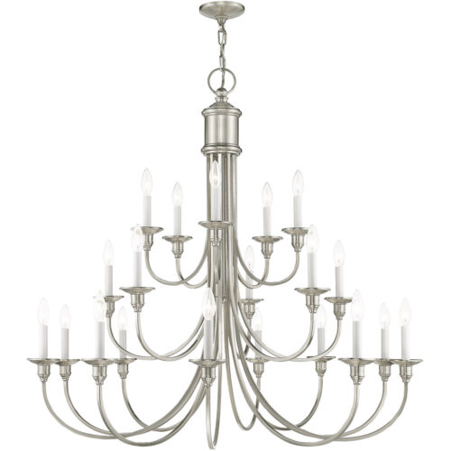 20 Light Brushed Nickel Foyer Chandelier with Steel base material-Lighting LumensChandeliers