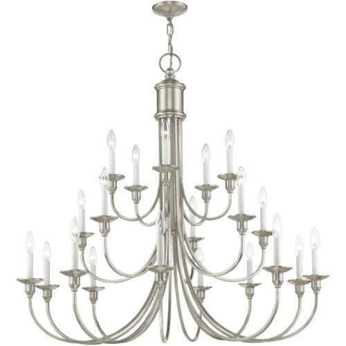 20 Light Brushed Nickel Foyer Chandelier with Steel base material-Lighting LumensChandeliers