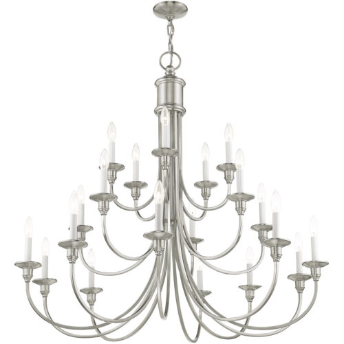 20 Light Brushed Nickel Foyer Chandelier with Steel base material-Lighting LumensChandeliers