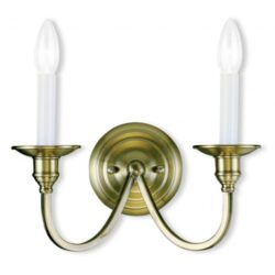 13 inch 2 Light Antique Brass Wall Sconce with Steel base material-Lighting LumensWall Sconces