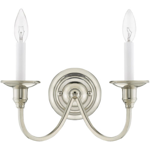 13 inch 2 Light Polished Nickel Wall Sconce with Steel base material-Lighting LumensWall Sconces