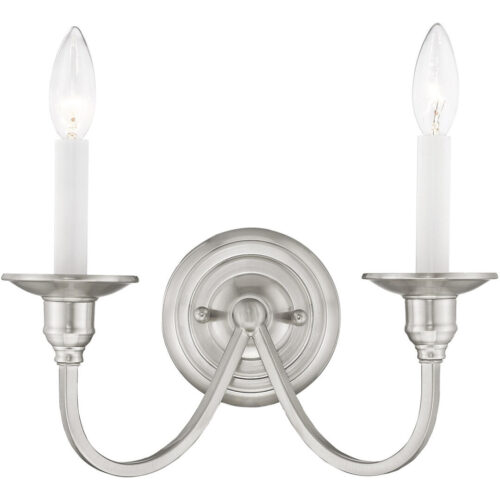 13 inch 2 Light Brushed Nickel Wall Sconce with Steel base material-Lighting LumensWall Sconces