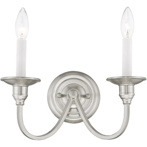 13 inch 2 Light Brushed Nickel Wall Sconce with Steel base material-Lighting LumensWall Sconces