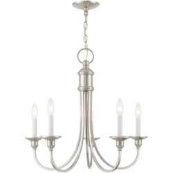 5 Light Brushed Nickel Chandelier with Steel base material-Lighting LumensChandeliers