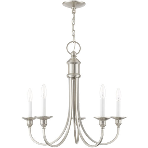 5 Light Brushed Nickel Chandelier with Steel base material-Lighting LumensChandeliers