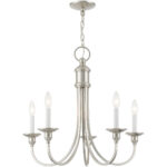 5 Light Brushed Nickel Chandelier with Steel base material-Lighting LumensChandeliers