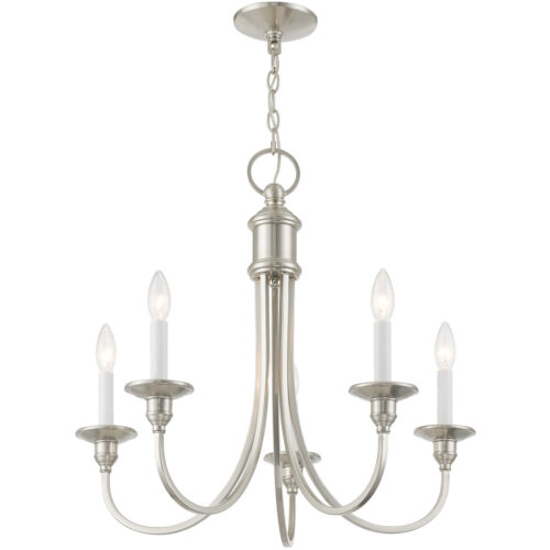 5 Light Brushed Nickel Chandelier with Steel base material-Lighting LumensChandeliers