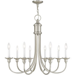 8 Light Brushed Nickel Chandelier with Steel base material-Lighting LumensChandeliers