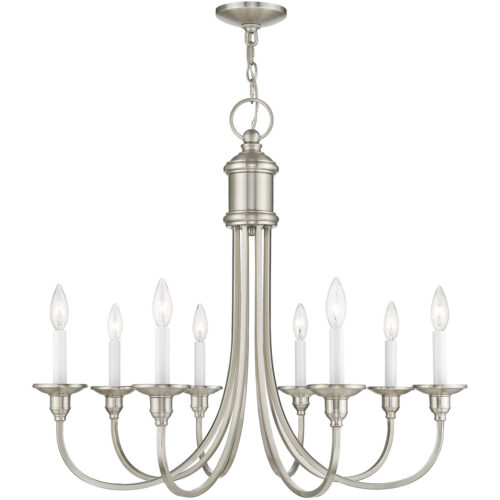 8 Light Brushed Nickel Chandelier with Steel base material-Lighting LumensChandeliers