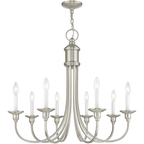 8 Light Brushed Nickel Chandelier with Steel base material-Lighting LumensChandeliers