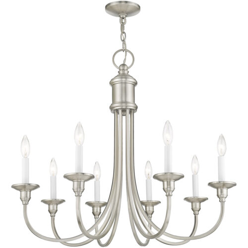 8 Light Brushed Nickel Chandelier with Steel base material-Lighting LumensChandeliers