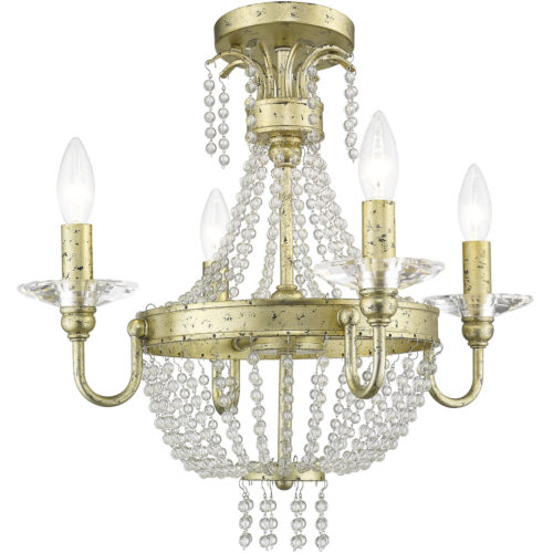 4 Light WG Mini Chandelier/Ceiling Light fixture with Clear Crystals Shade-Lighting LumensChandeliers