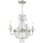 4 Light Brushed Nickel Mini Chandelier/Ceiling Light fixture with Clear Crystals Shade-Lighting LumensChandeliers