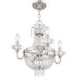 4 Light Brushed Nickel Mini Chandelier/Ceiling Light fixture with Clear Crystals Shade-Lighting LumensChandeliers