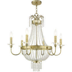 6 Light Winter Gold Chandelier with Clear Crystals Shade-Lighting LumensChandeliers