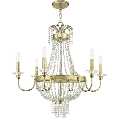 6 Light Winter Gold Chandelier with Clear Crystals Shade-Lighting LumensChandeliers