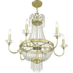 6 Light Winter Gold Chandelier with Clear Crystals Shade-Lighting LumensChandeliers