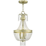 3 Light Winter Gold Mini Pendant light Hanging Light Fixture with Clear Crystals Shade-Lighting LumensPendant Lights