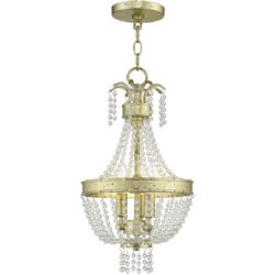 3 Light Winter Gold Mini Pendant light Hanging Light Fixture with Clear Crystals Shade-Lighting LumensPendant Lights