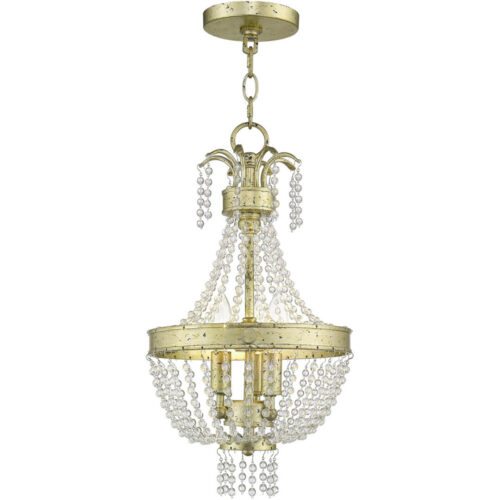 3 Light Winter Gold Mini Pendant light Hanging Light Fixture with Clear Crystals Shade-Lighting LumensPendant Lights