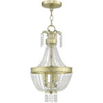 3 Light Winter Gold Mini Pendant light Hanging Light Fixture with Clear Crystals Shade-Lighting LumensPendant Lights