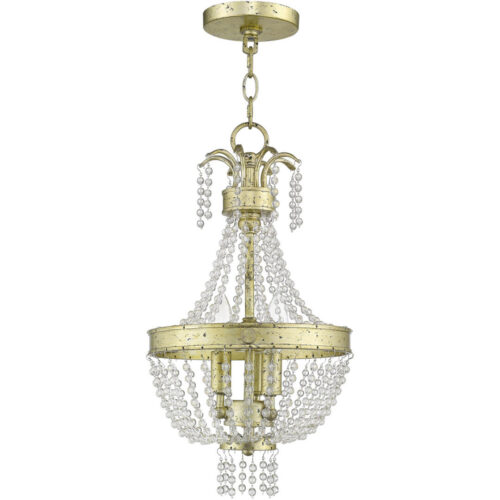 3 Light Winter Gold Mini Pendant light Hanging Light Fixture with Clear Crystals Shade-Lighting LumensPendant Lights